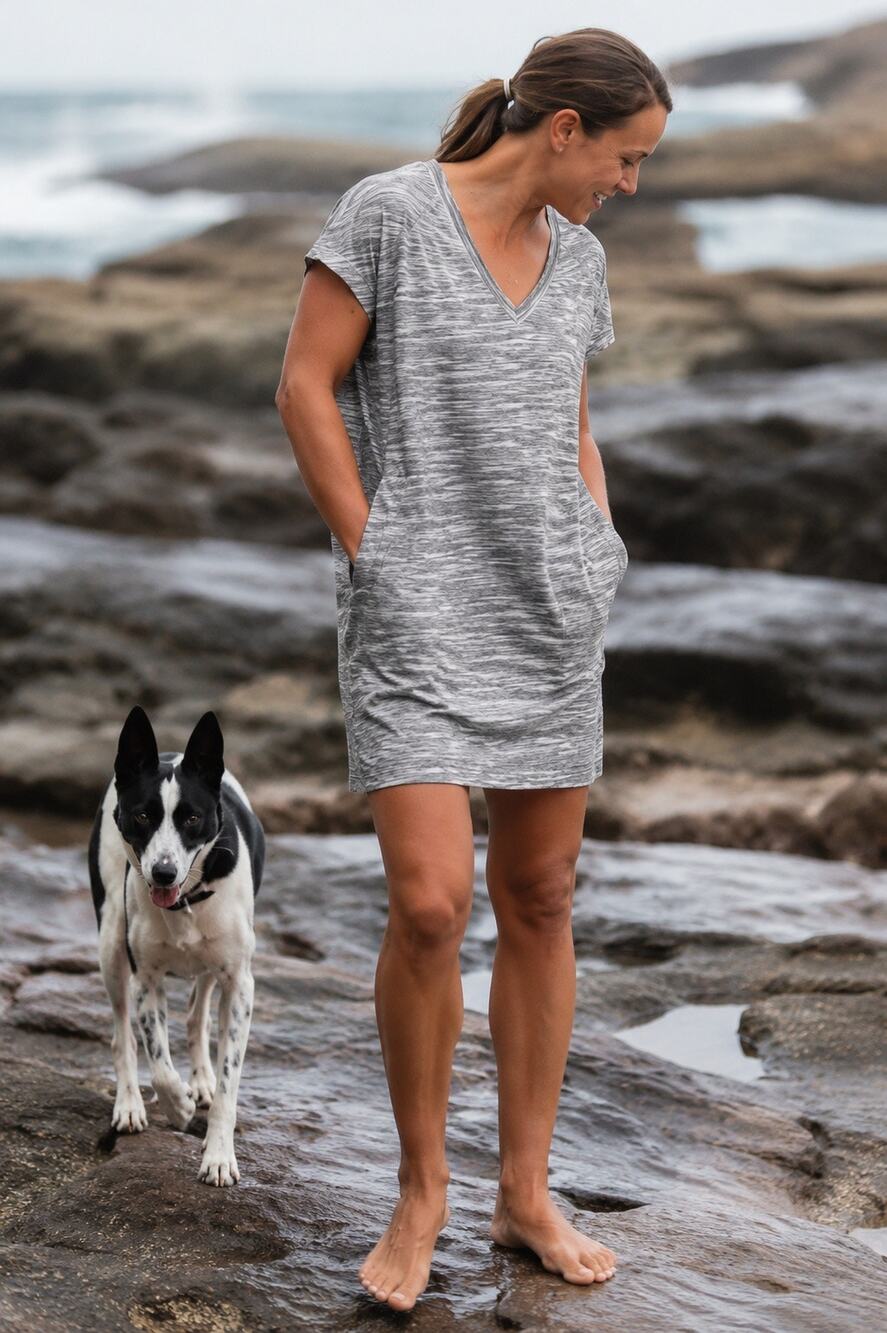 Title Nine Stripe Shift Dress Small Black Outdoor Casual Pocket T-Shirt Dress